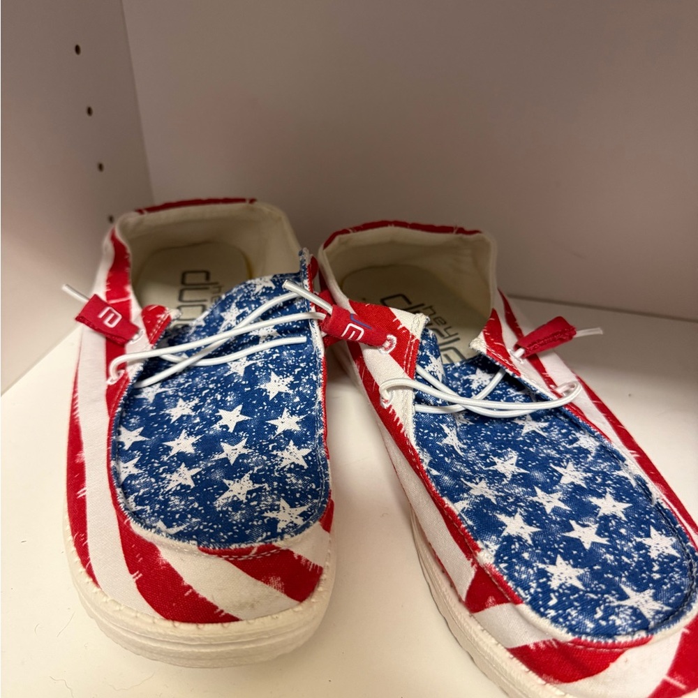 Hey Dude Star & Stripe Canvas Sneakers - Red, White & Blue